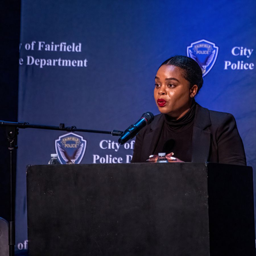 Speaking at a City of Fairfield Police Department event.