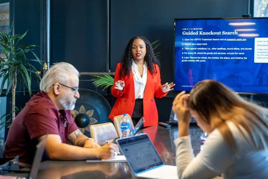 Presenting a guided knockout search at the Trademark Lab.